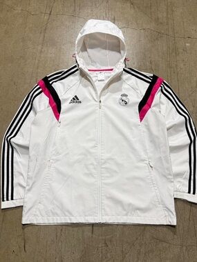 Adidas Real Madrid White Hooded Mens Jacket